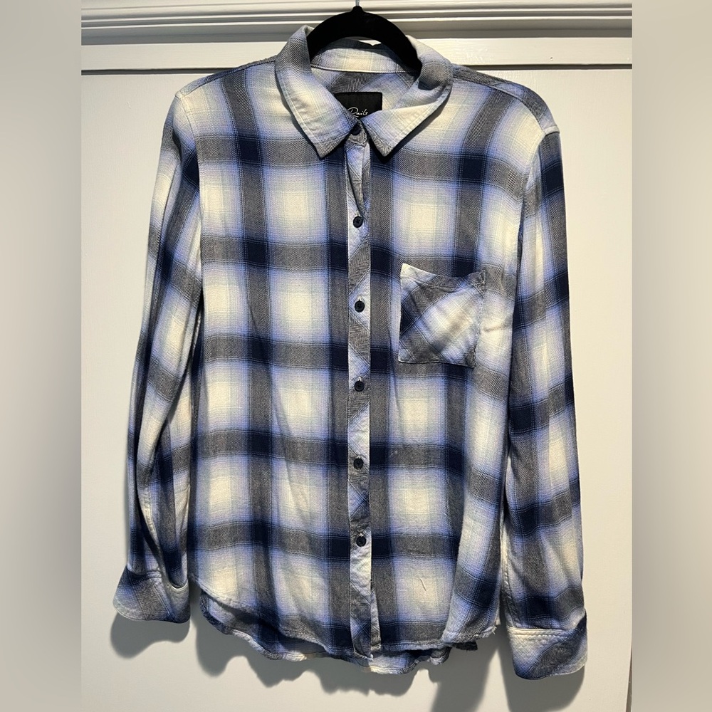 RAILS - Blue and White Plaid Flannel Shirt